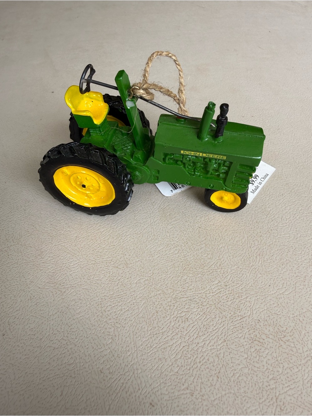 John Deere Green and Yellow Toy Tractor Ornament - Picture 2 of 5